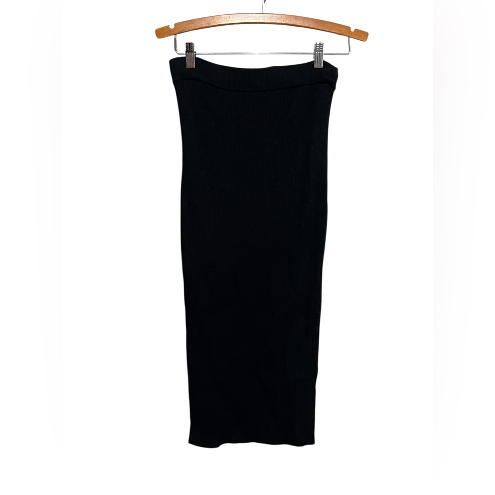 Abercrombie & Fitch Black Ribbed Midi Skirt Size Small Women's Pull On Waist
